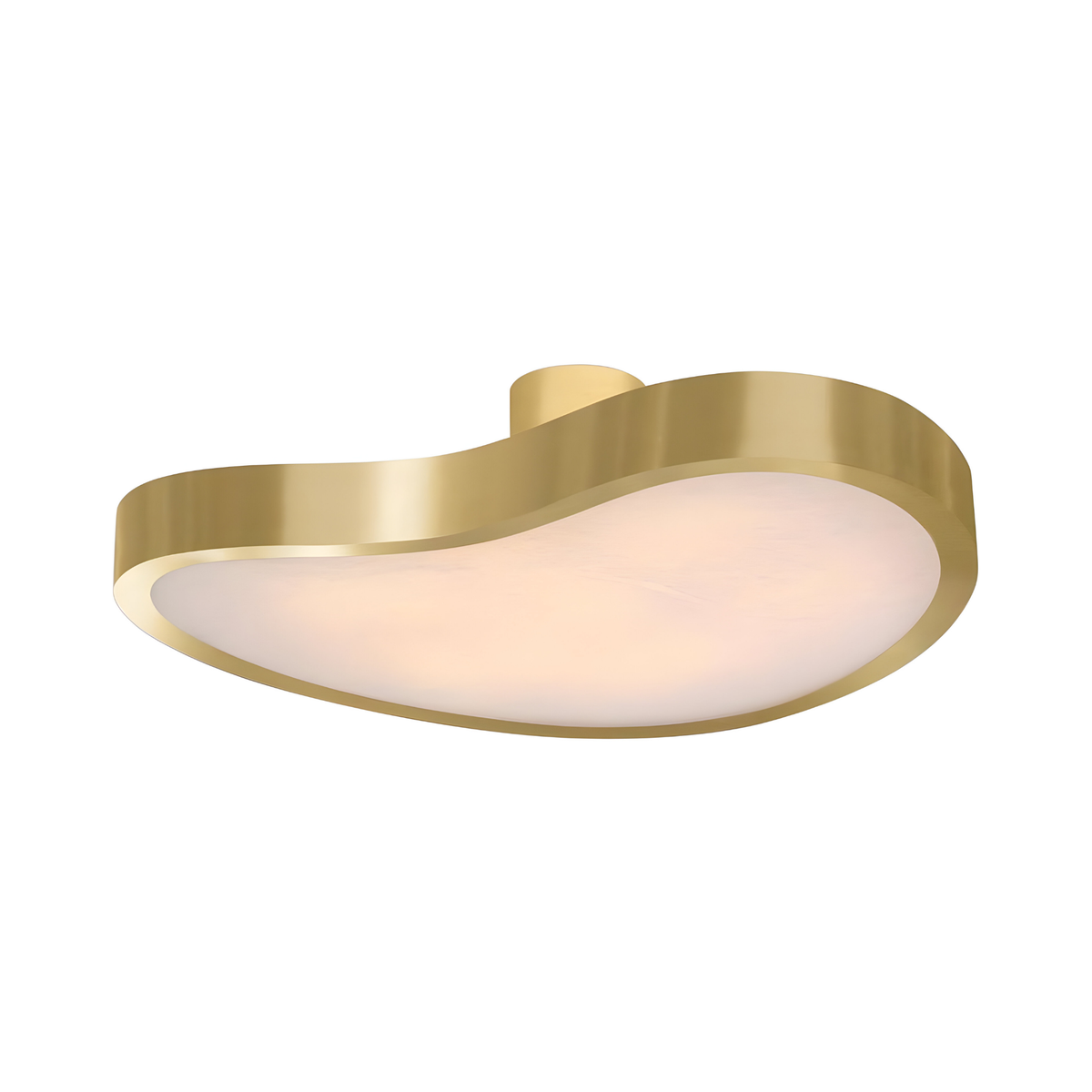 Marea Alabaster LED Semi-Flush Ceiling Light - Brushed Brass