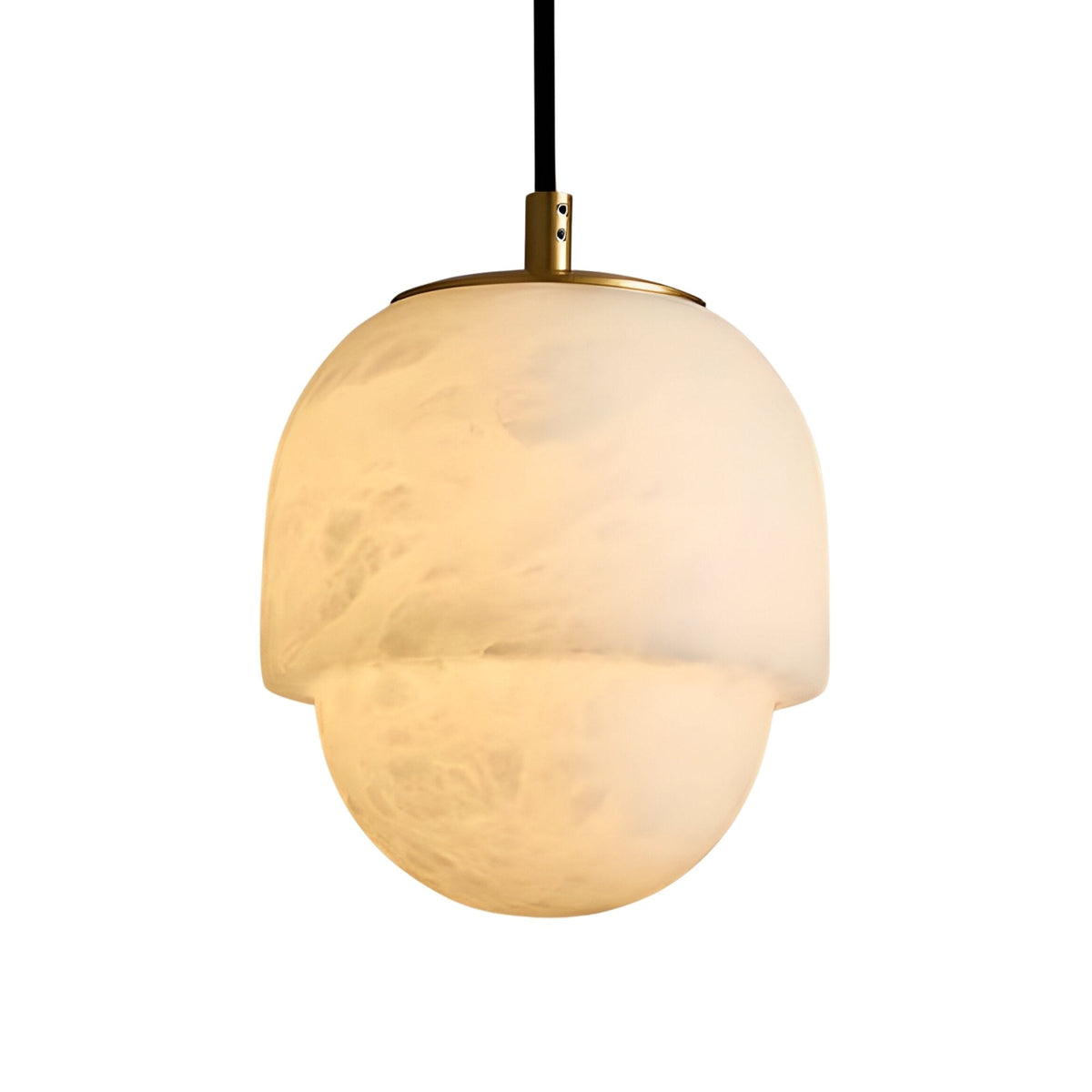 Esmira Layered Dome Alabaster Pendant Light - Brushed Brass