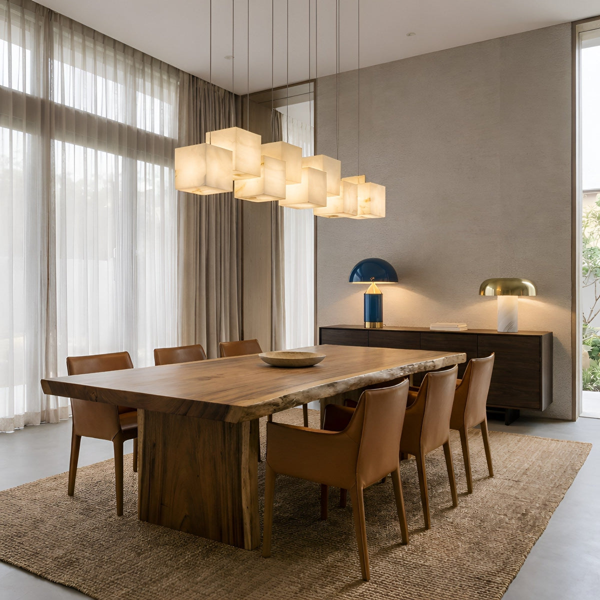 Elmyra 8 Light Linear Alabaster Chandelier - Soft White