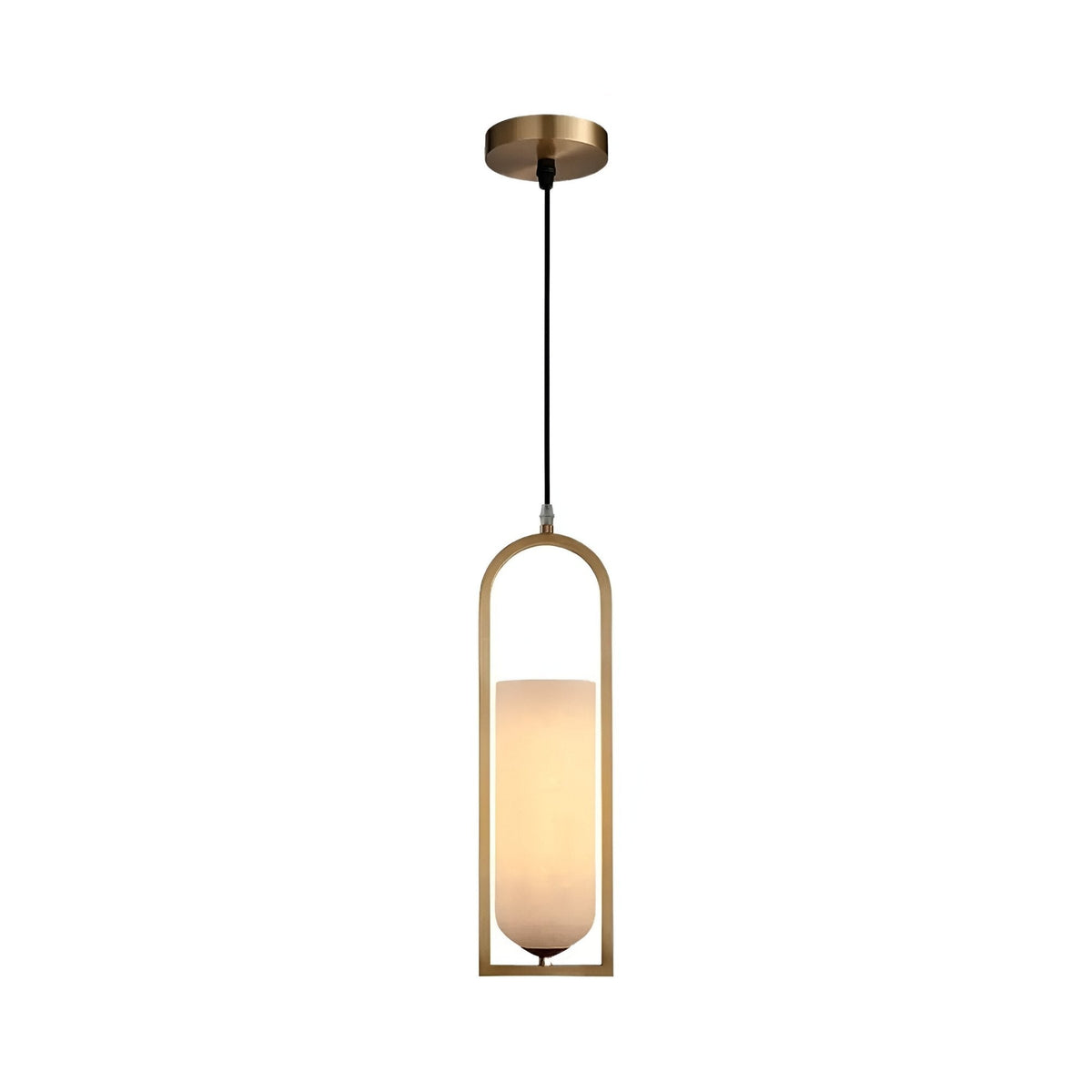 Arvion Slim Capsule Alabaster Pendant Light - Brushed Brass