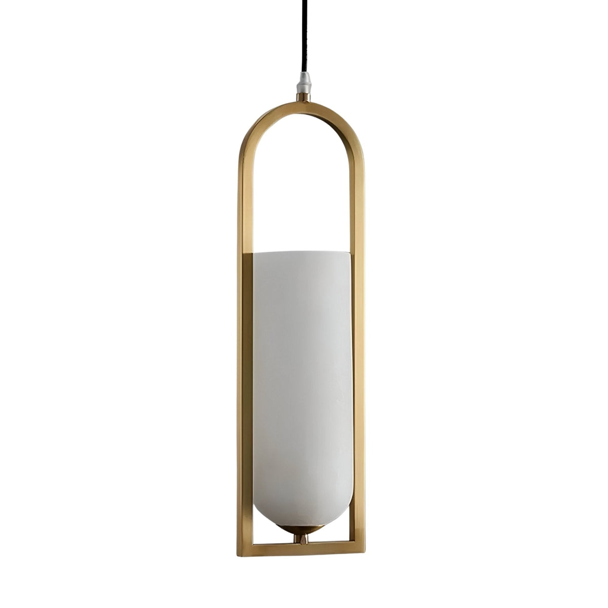 Arvion Slim Capsule Alabaster Pendant Light - Brushed Brass