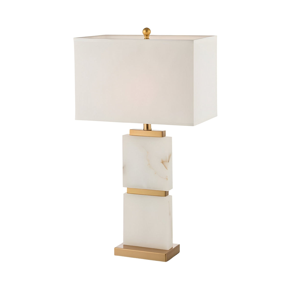 Veradex Alabaster Block Table Lamp - Brushed Brass & White