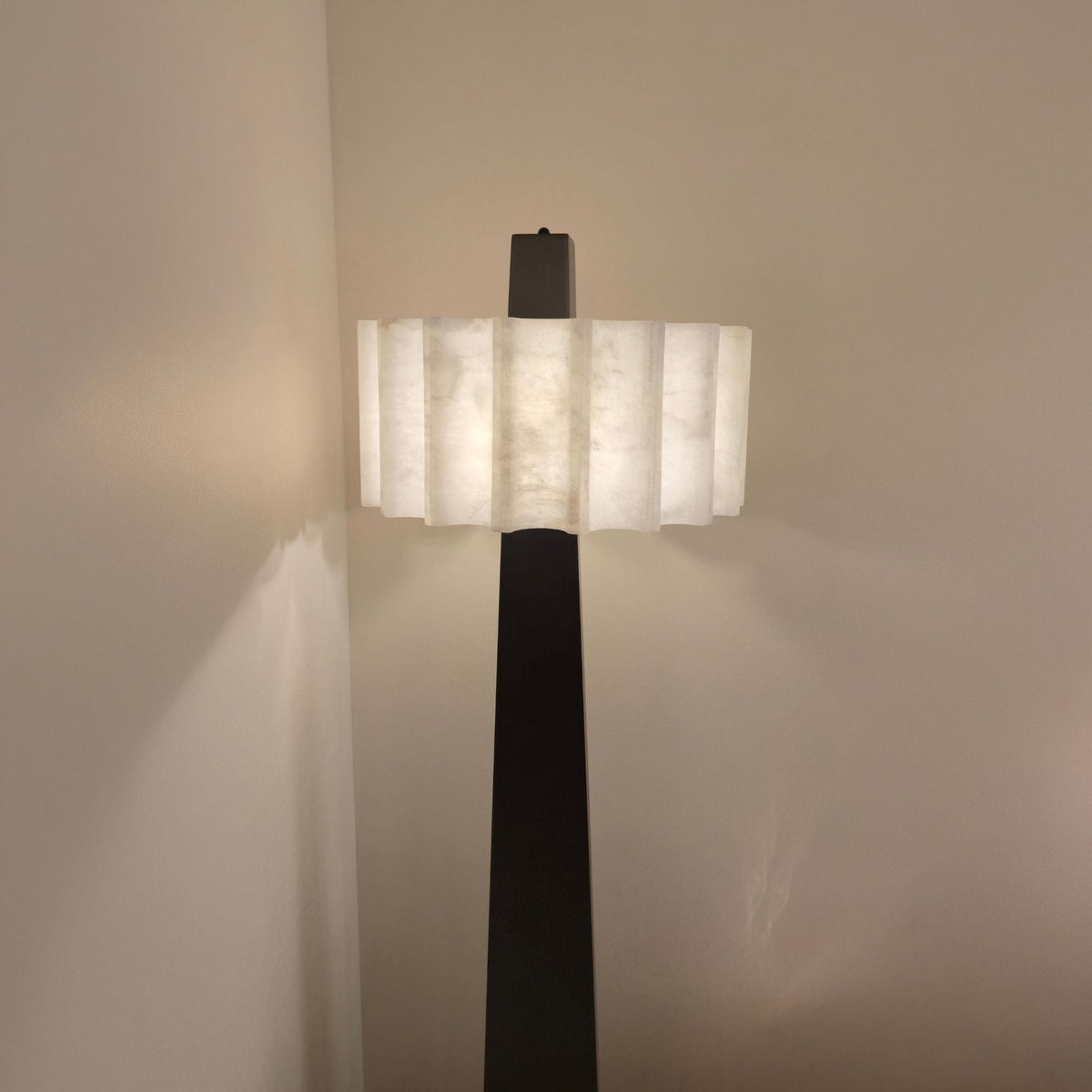 Venus 1 Light Alabaster Floor Lamp - Matte Black