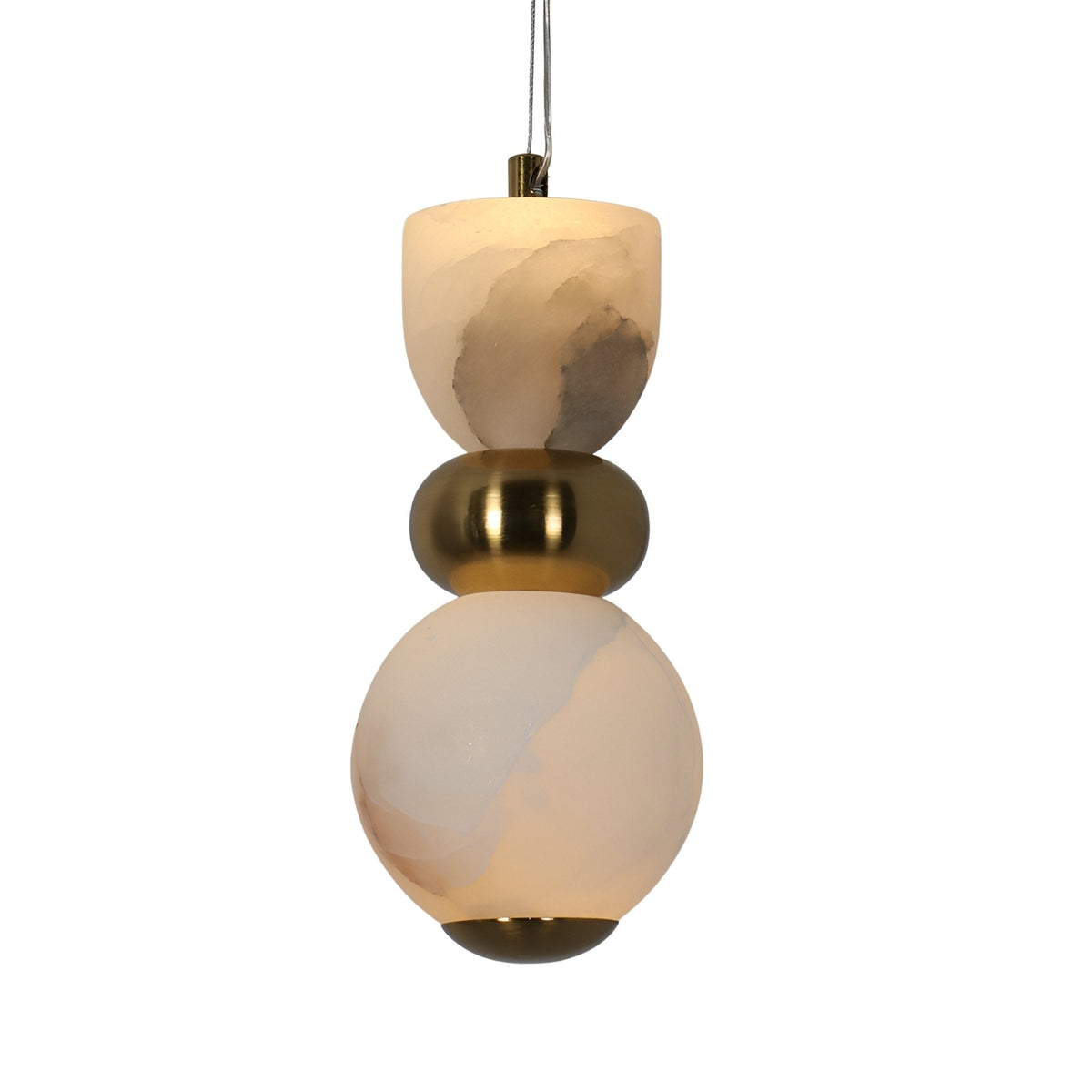 Elarin LED Stacked Alabaster Pendant Light - Brushed Brass