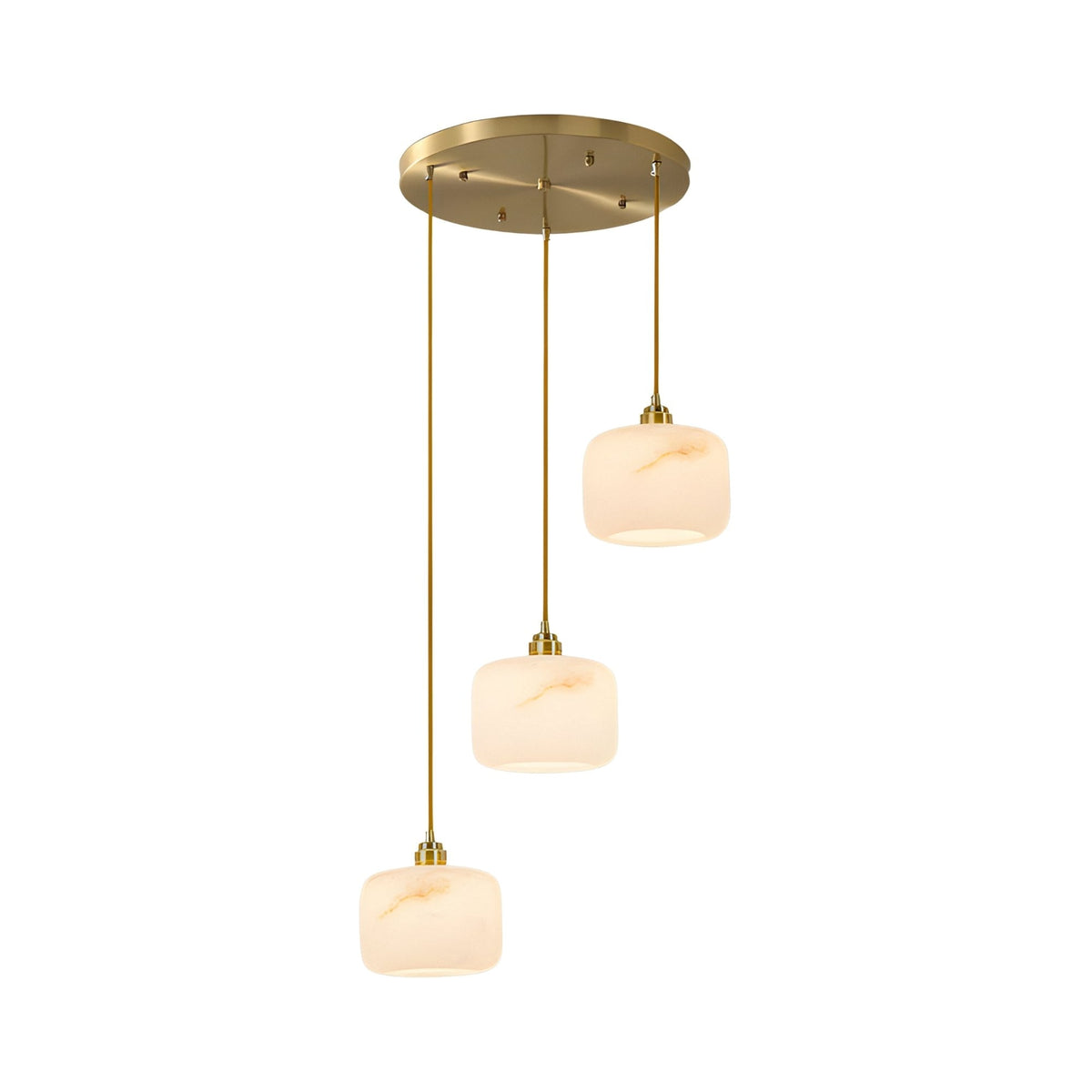 Vantor 3 Light Alabaster Cluster Chandelier - Soft White & Brushed Brass