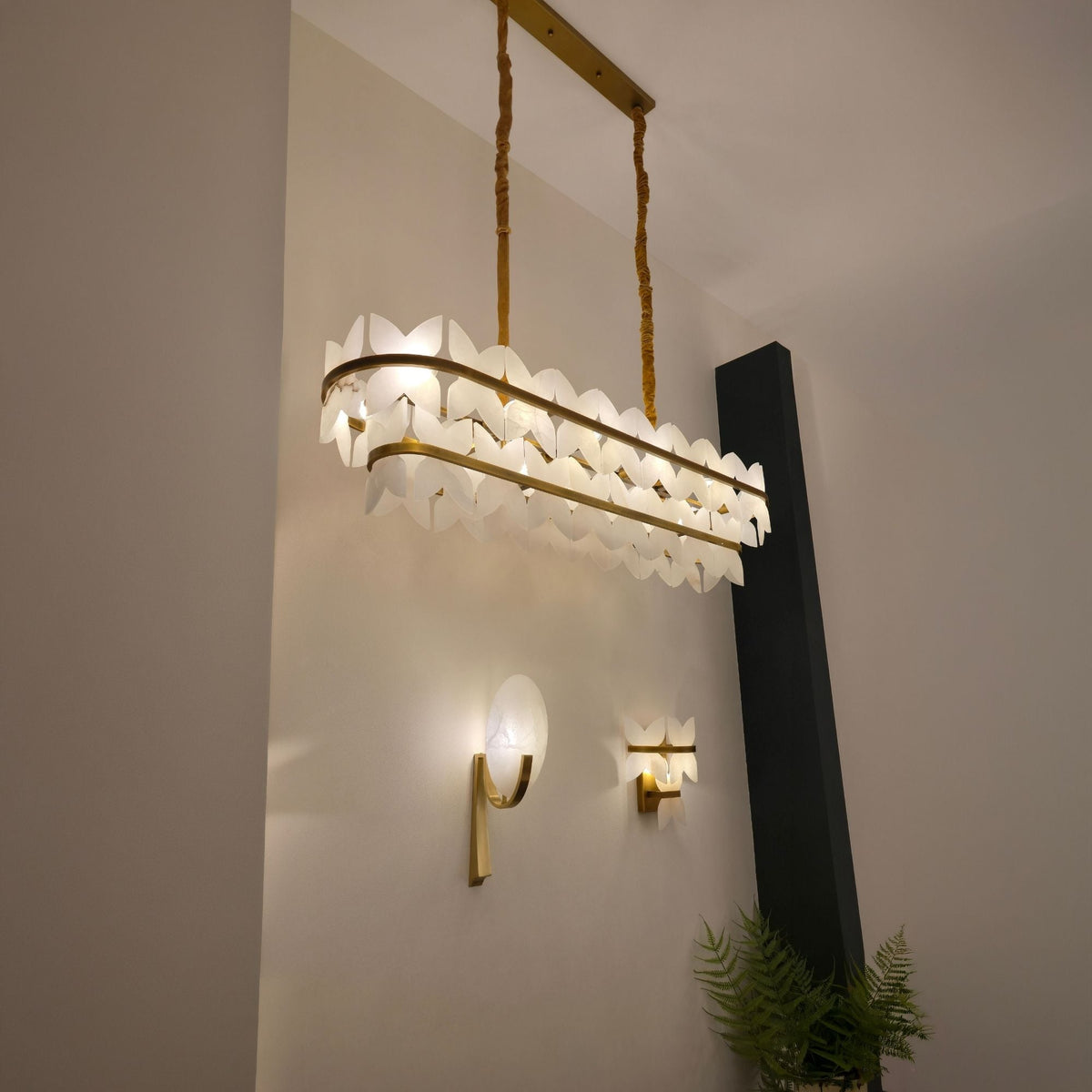 Mica 1 Light Disc Alabaster Wall Light - Soft White & Brushed Brass