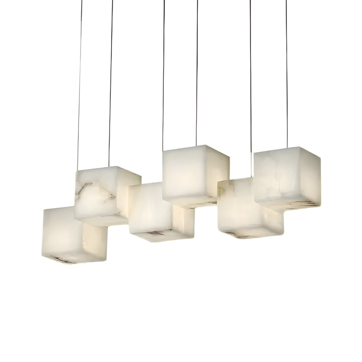Elmyra 6 Light Linear Alabaster Chandelier - Soft White