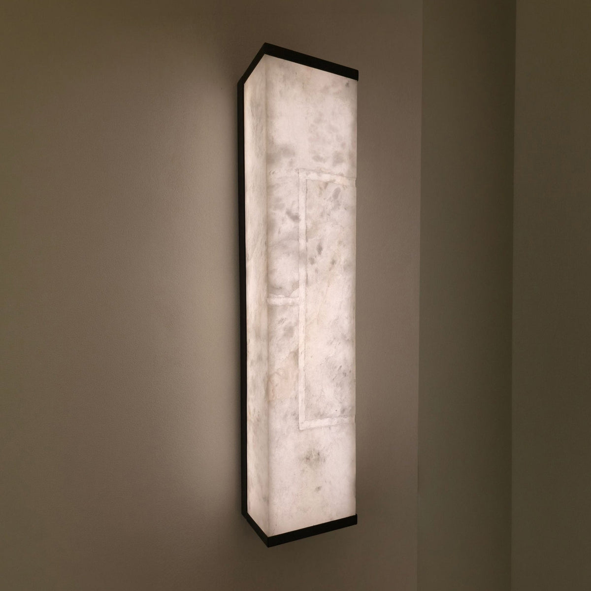 Eryndor LED Alabaster Wall Light - Matt Black & Soft White