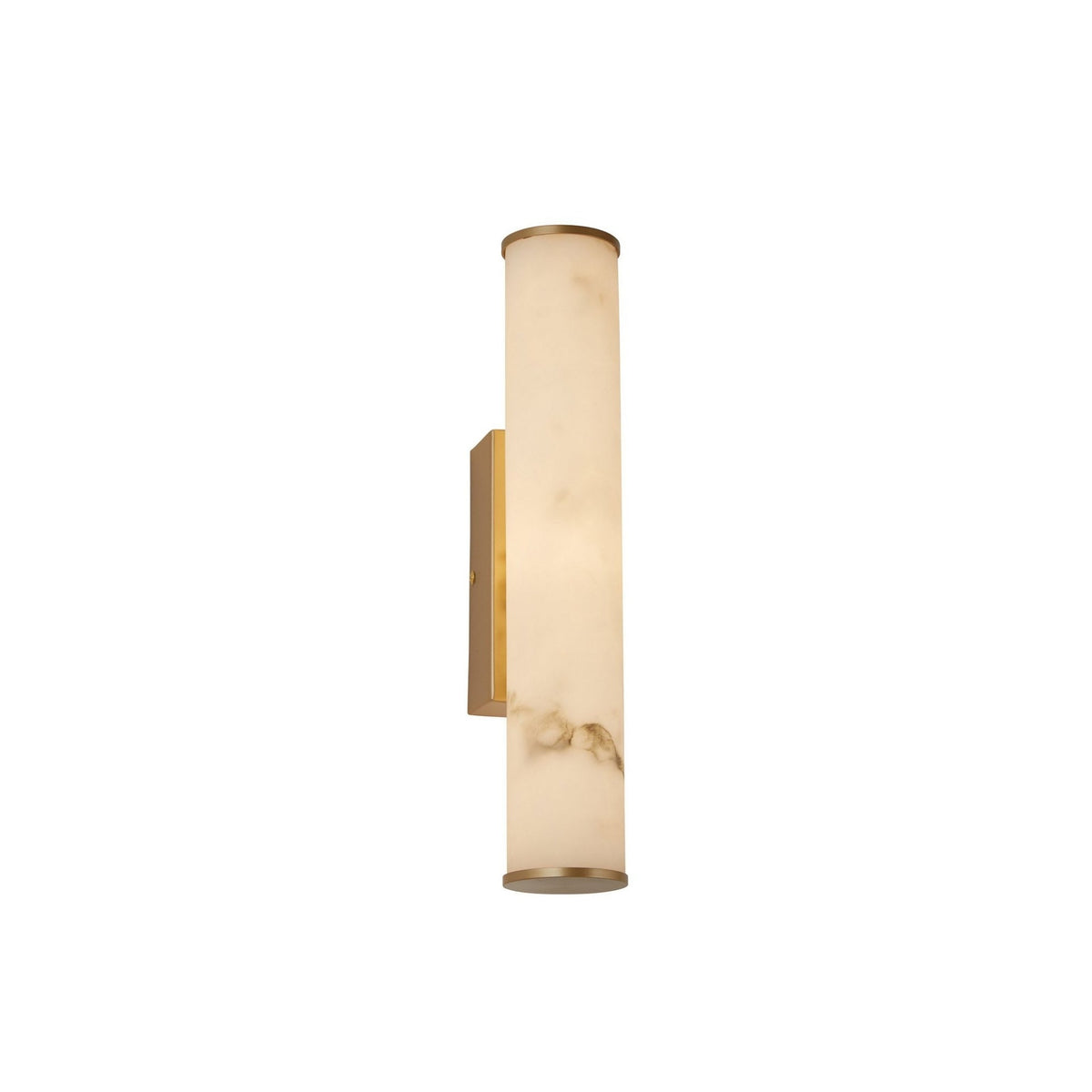 Montavo Small LED Alabaster Tube Wall Light - Brushed Brass