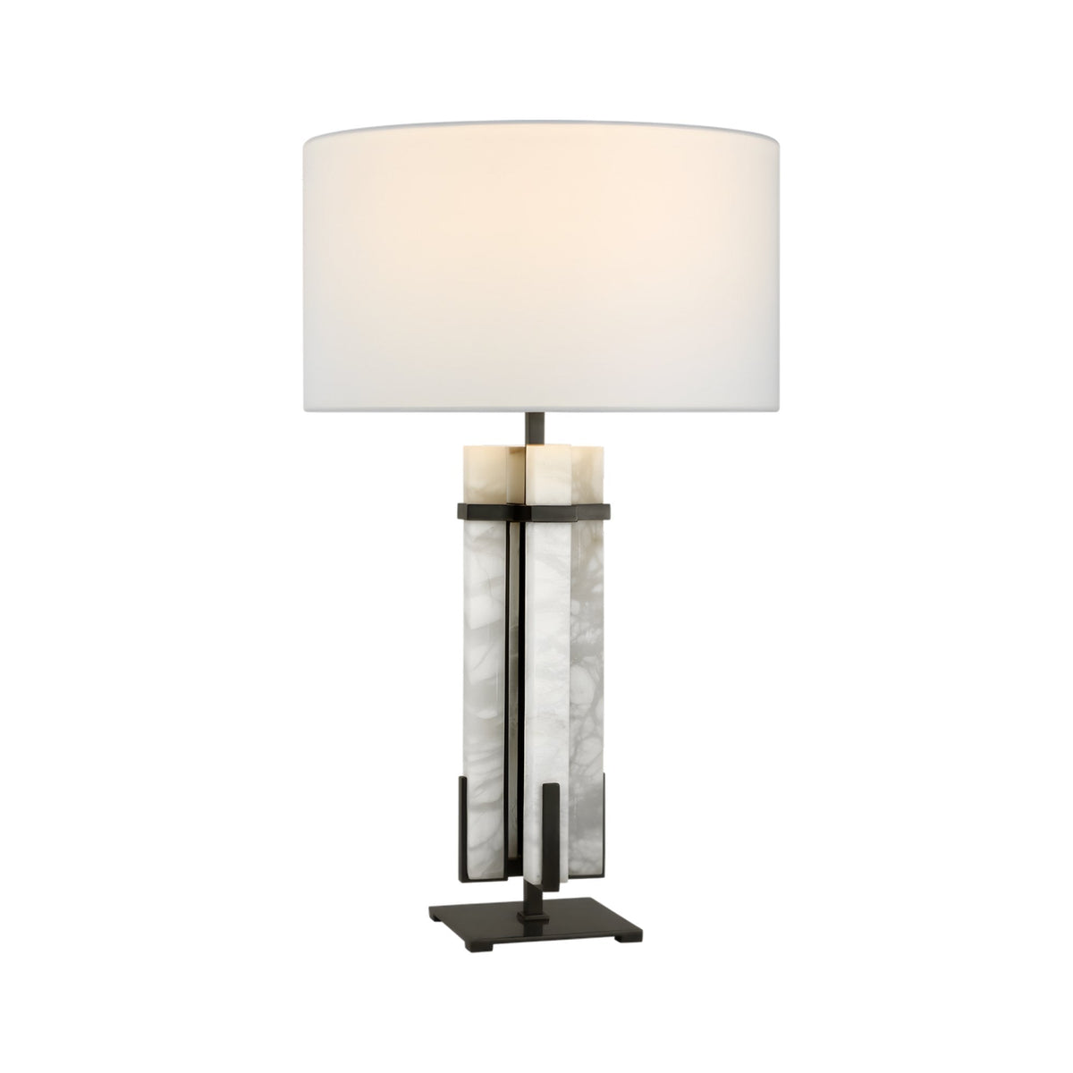 Pilaster Alabaster Column Table Lamp - Matte Black