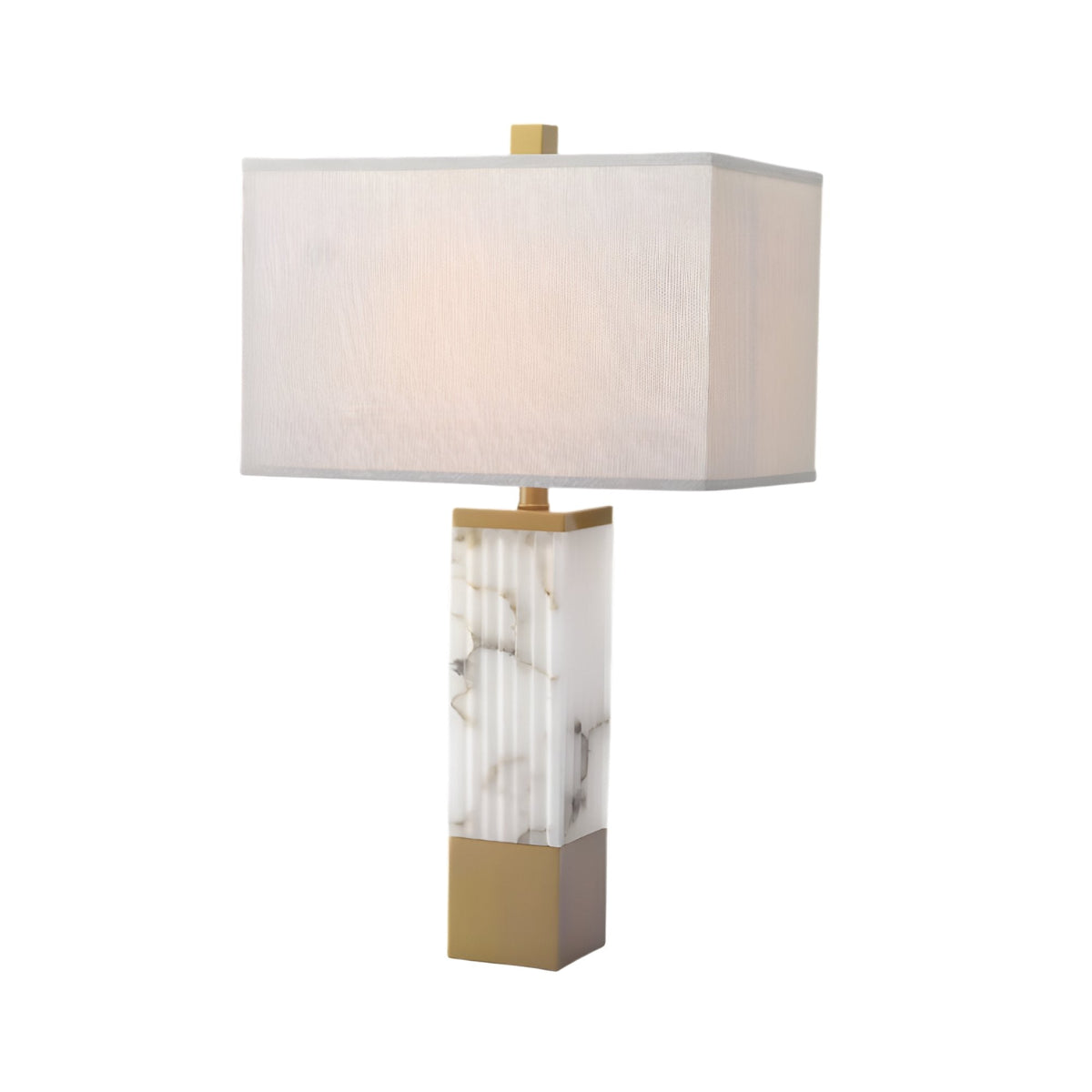 Ravelle Alabaster Column Table Lamp - Brushed Brass & Soft White