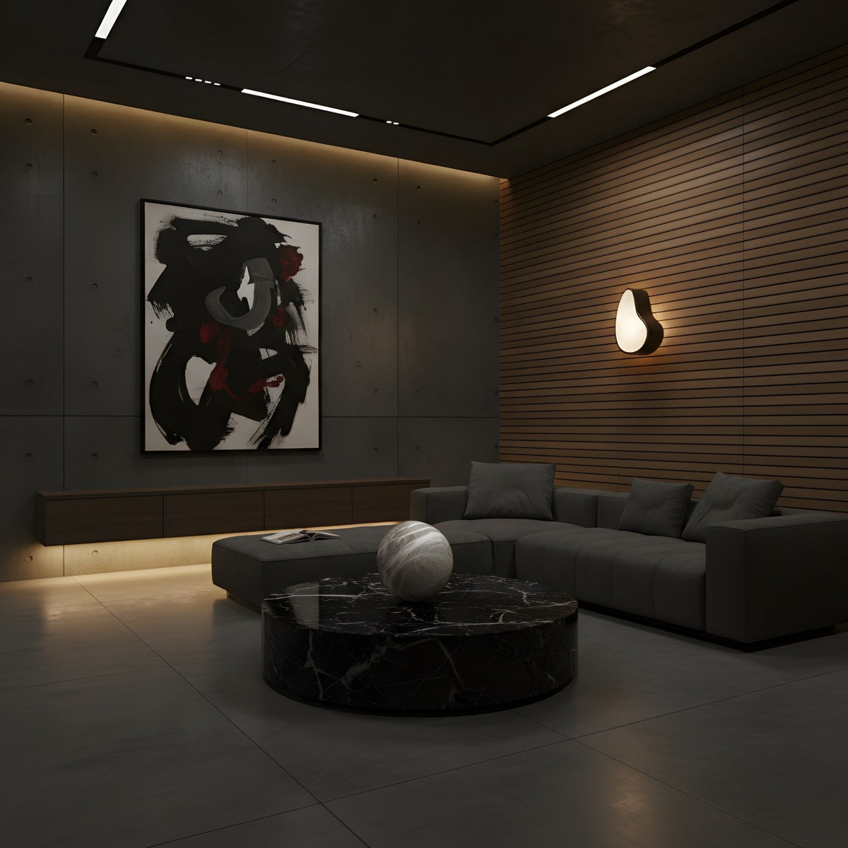 Marea LED Alabaster Wall Light - Matte Black