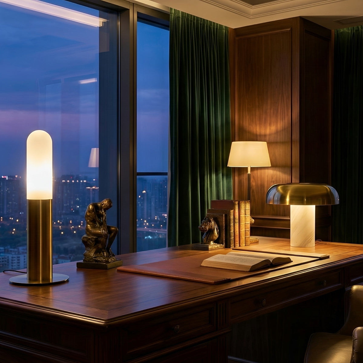 Altessa Vertical Alabaster Table Lamp - Soft White & Brass