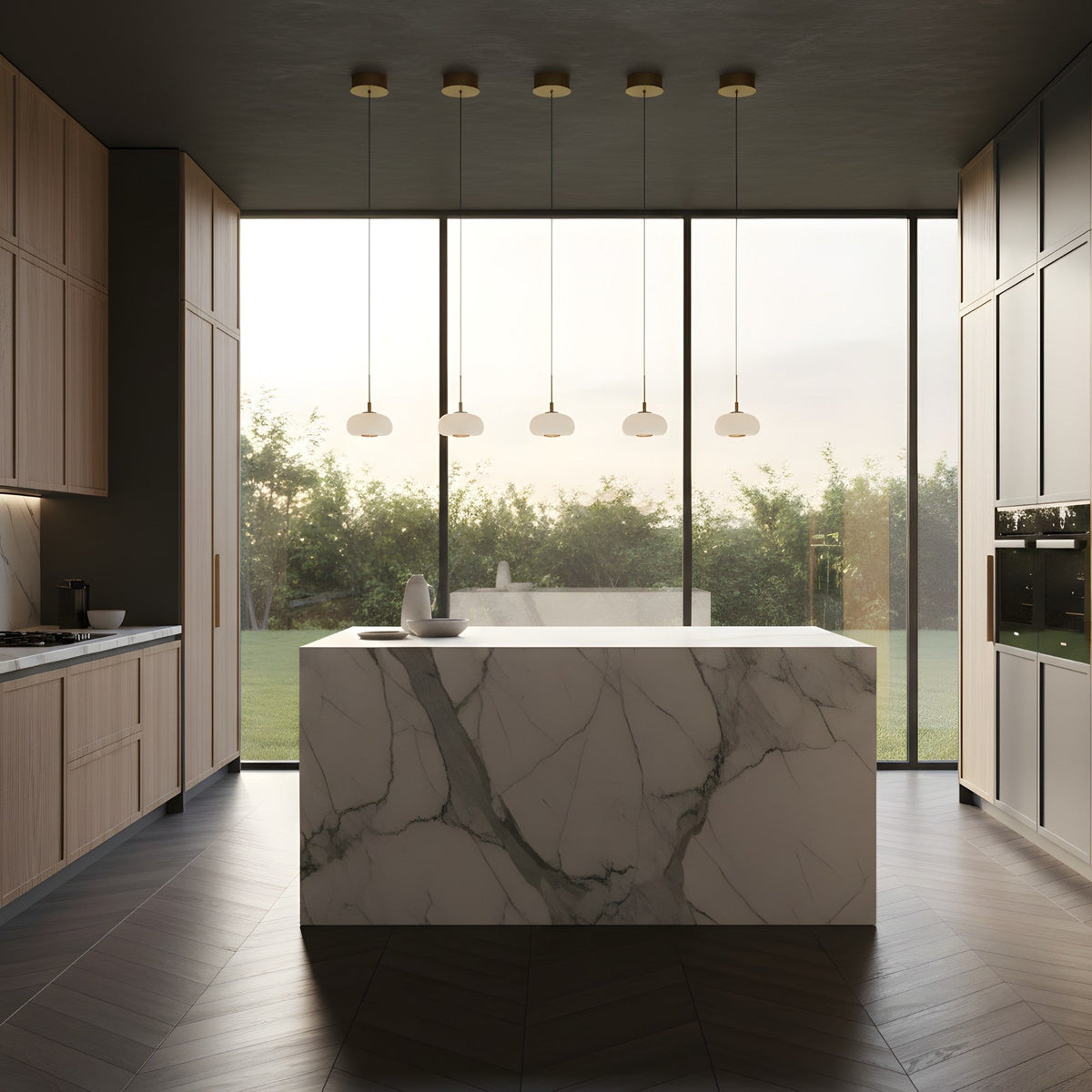 Aurevia LED Dome Alabaster Pendant Light - Brushed Brass