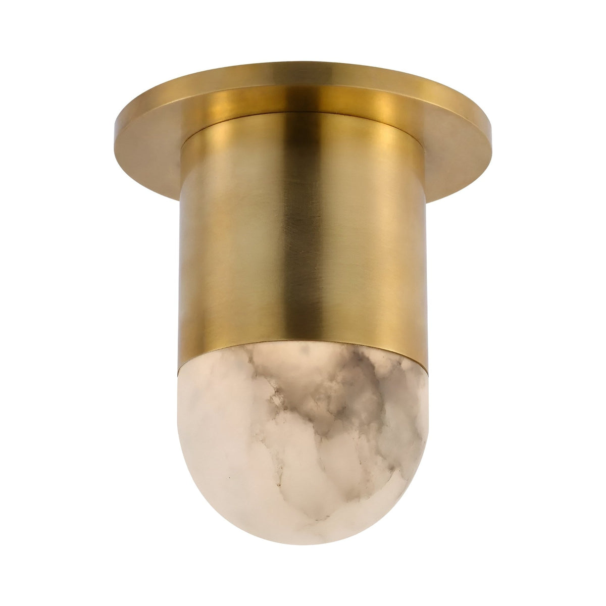 Elara LED Mini Drop Alabaster Semi-Flush Ceiling Light - Brushed Brass