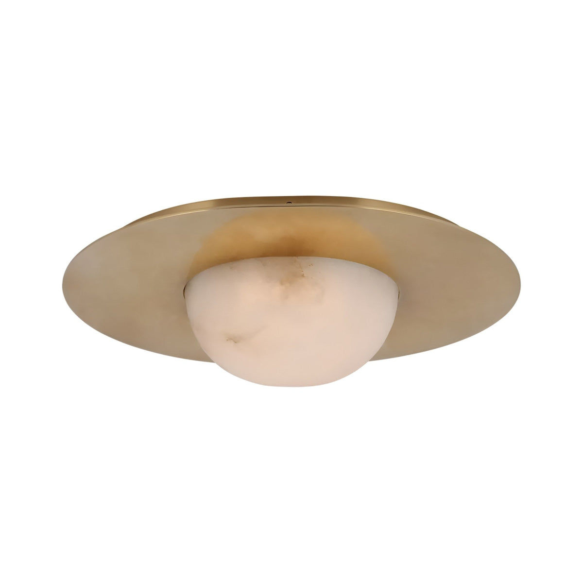 Arvello 1 Light Wide Dome Alabaster Semi-Flush Ceiling Light - Soft White & Brushed Brass