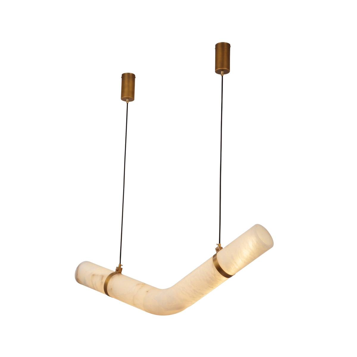 Zareon LED Small Chevron Alabaster Chandelier - Brushed Brass