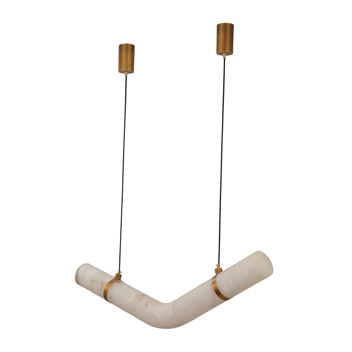 Zareon LED Large Chevron Alabaster Chandelier - Brushed Brass
