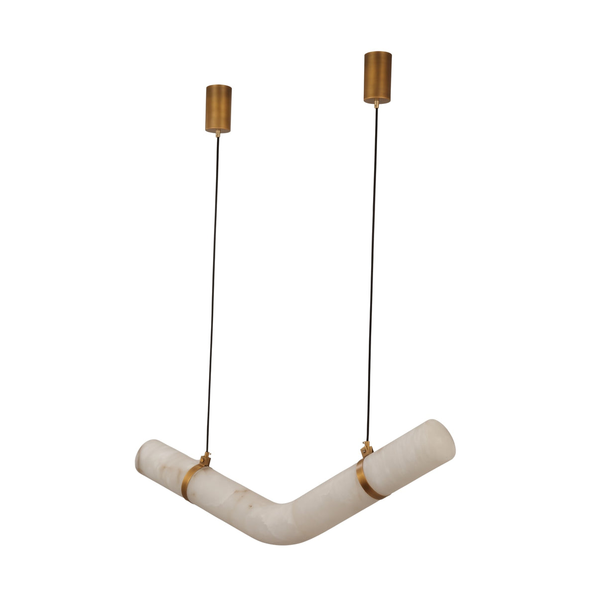 Zareon LED Medium Chevron Alabaster Chandelier - Brushed Brass