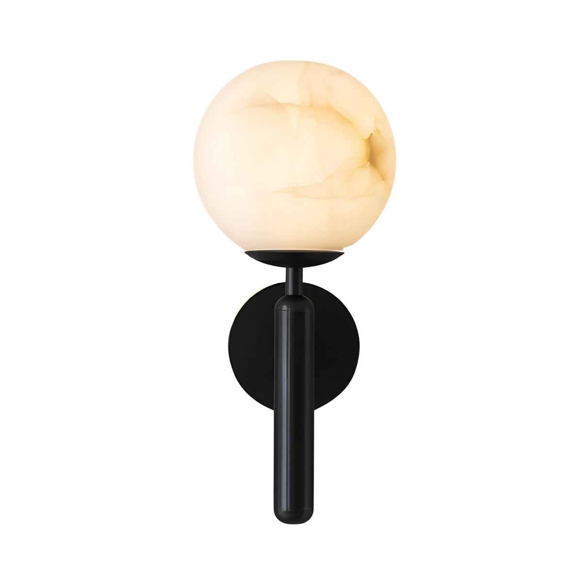 Luceris Alabaster Sphere Wall Light - Matte Black