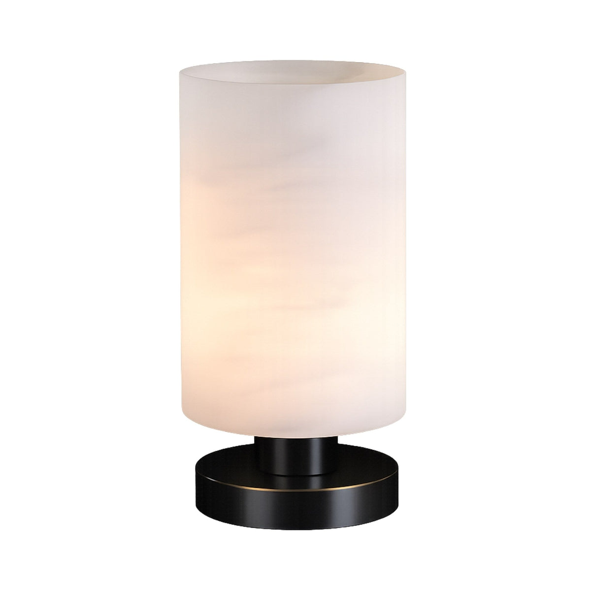 Cylorin LED Cylindrical Alabaster Table Lamp - Soft White & Black