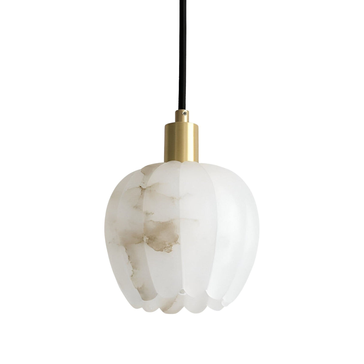 Olivaro 1 Light Petal Alabaster Pendant - Soft White & Brushed Brass