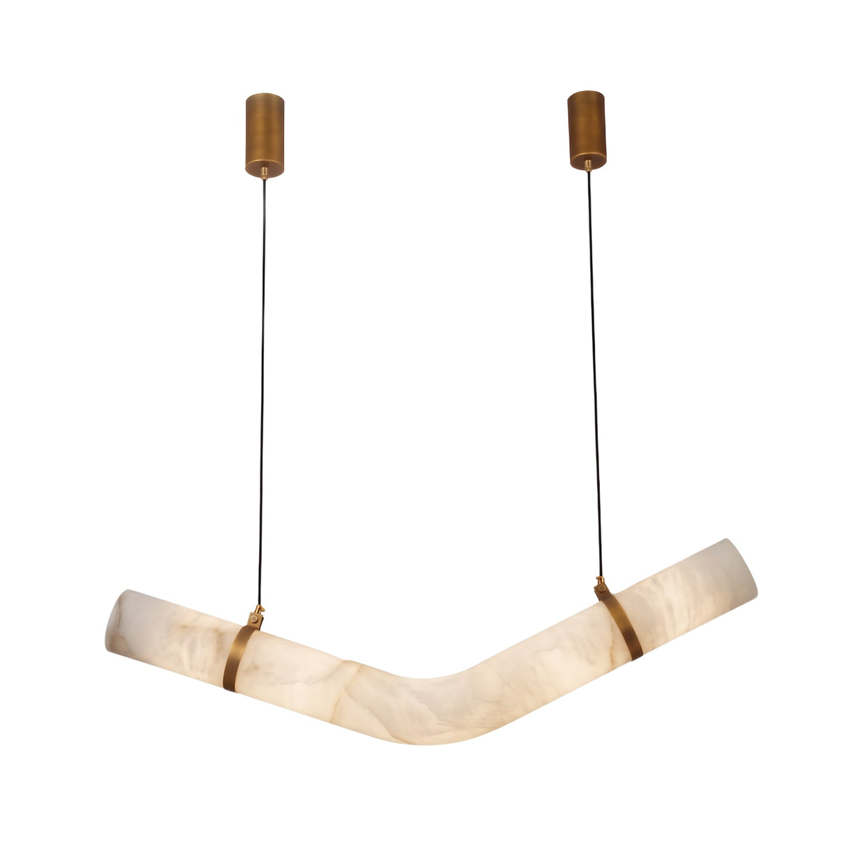 Zareon LED Medium Chevron Alabaster Chandelier - Brushed Brass