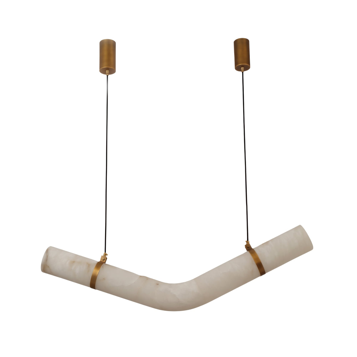 Zareon LED Medium Chevron Alabaster Chandelier - Brushed Brass