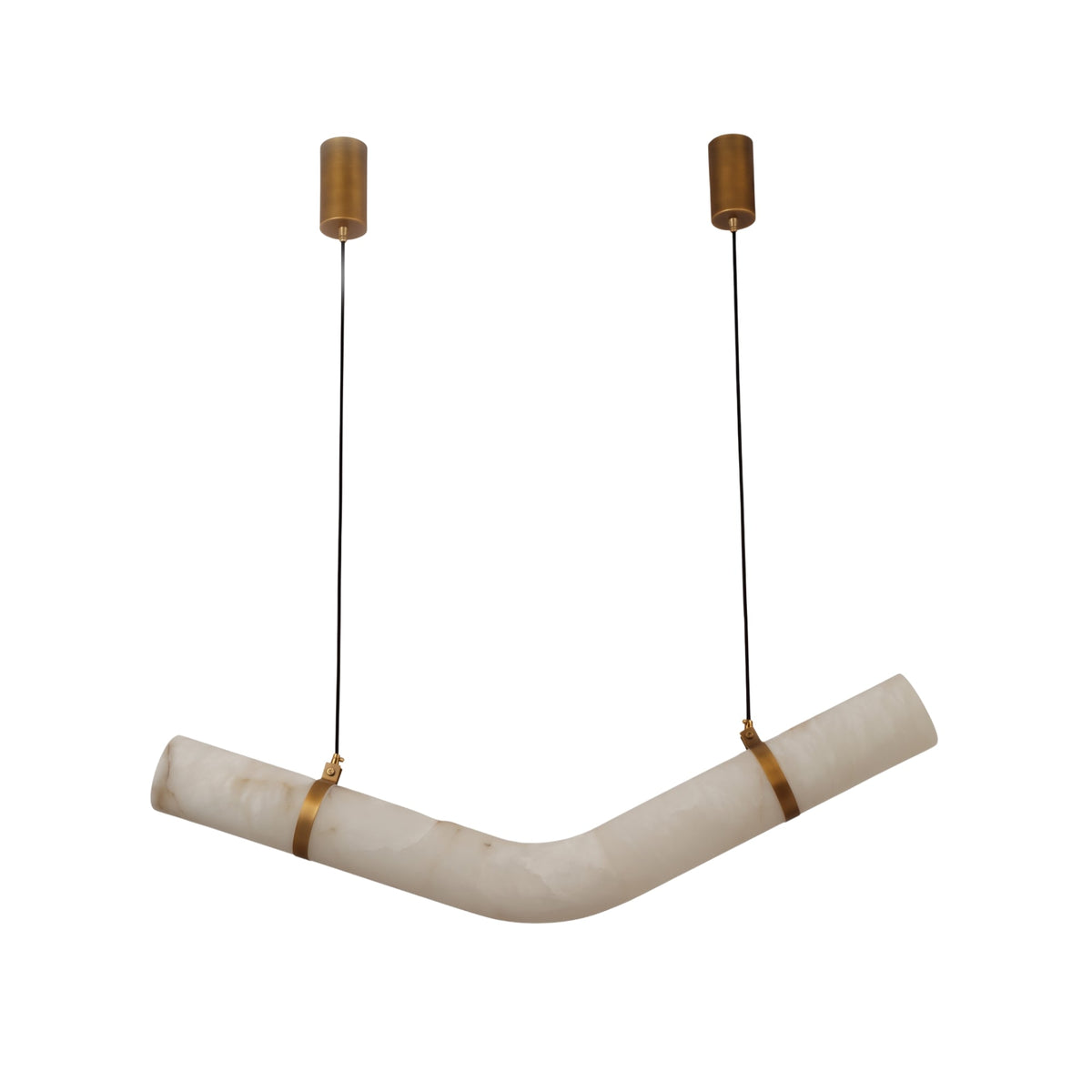 Zareon LED Small Chevron Alabaster Chandelier - Brushed Brass