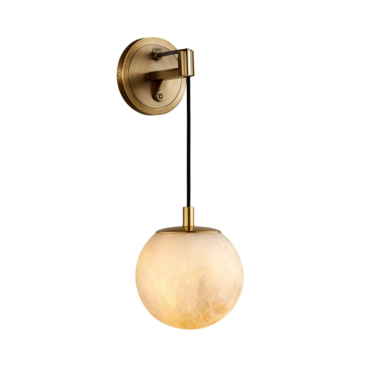 Drisa Hanging Globe Alabaster Wall Light - Brushed Brass