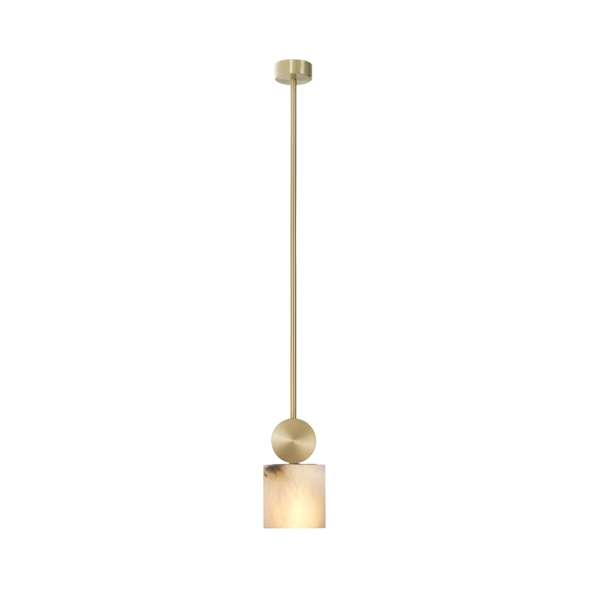 Serano 1 Light Medium Pillar Alabaster Pendant - Brass