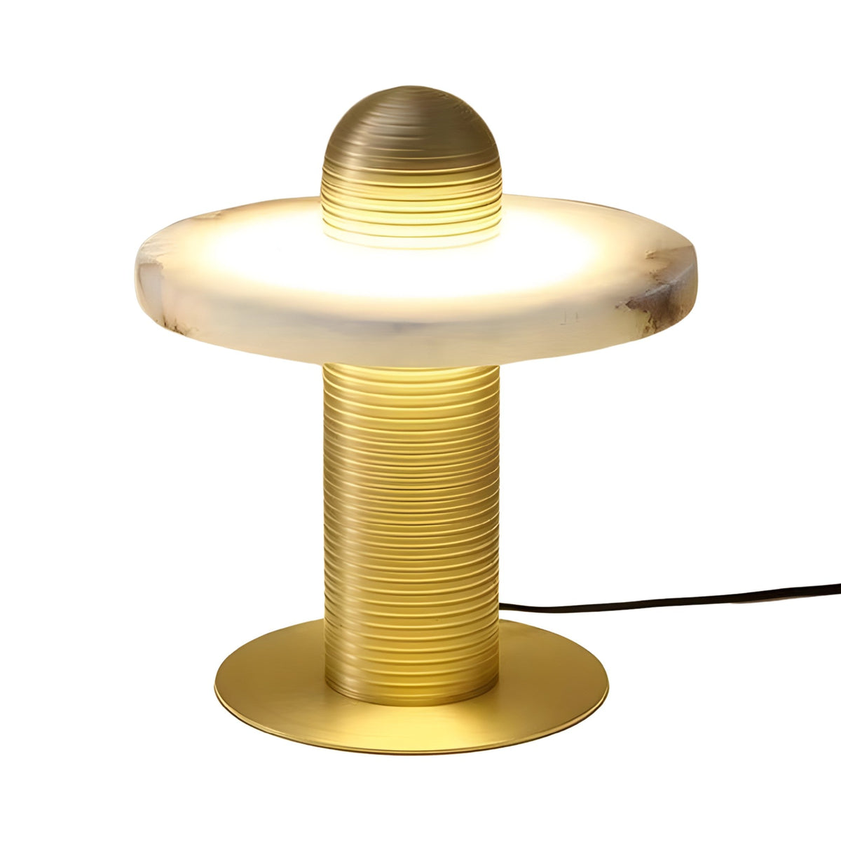 Nyxara LED Alabaster Table Lamp - Brushed Brass & Soft White