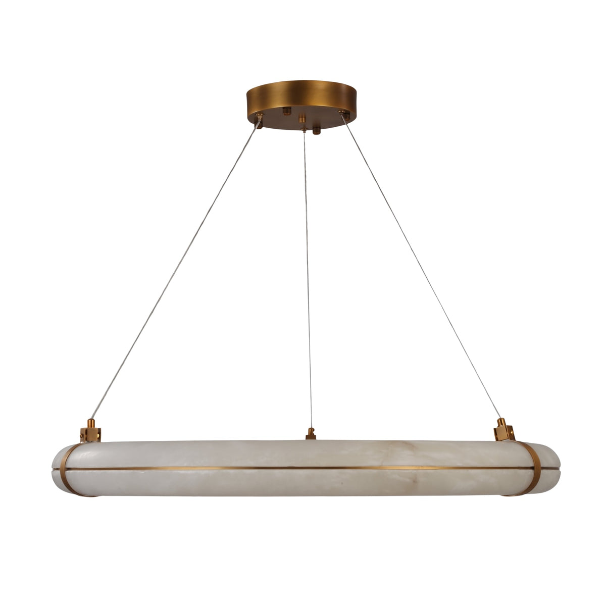 Aureon LED 1m Alabaster Ring Chandelier - Brushed Brass