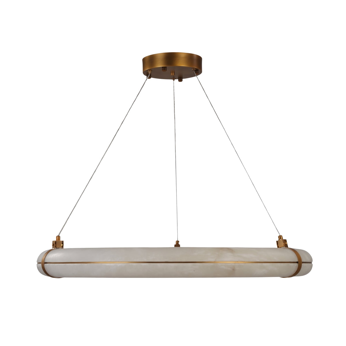 Aureon LED Alabaster Ring Chandelier 800mm - Brushed Brass