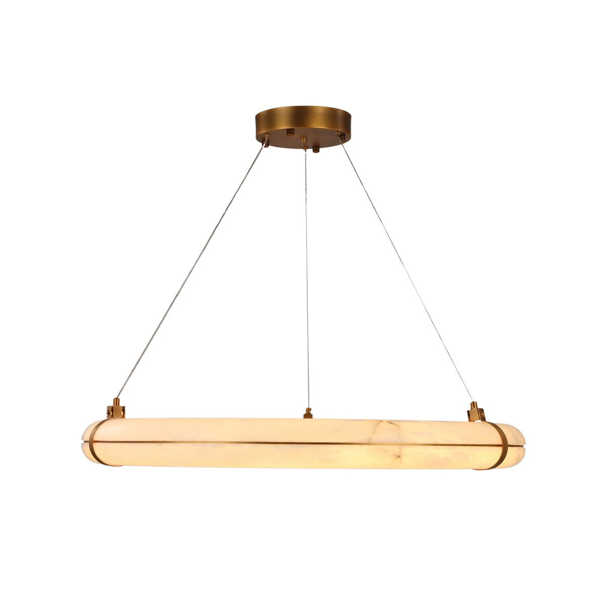 Aureon LED Alabaster Circular Chandelier 600mm - Brushed Brass