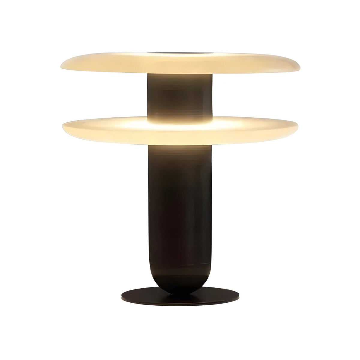 Luxelle LED Double Tiered Alabaster Table Lamp - Soft White & Black