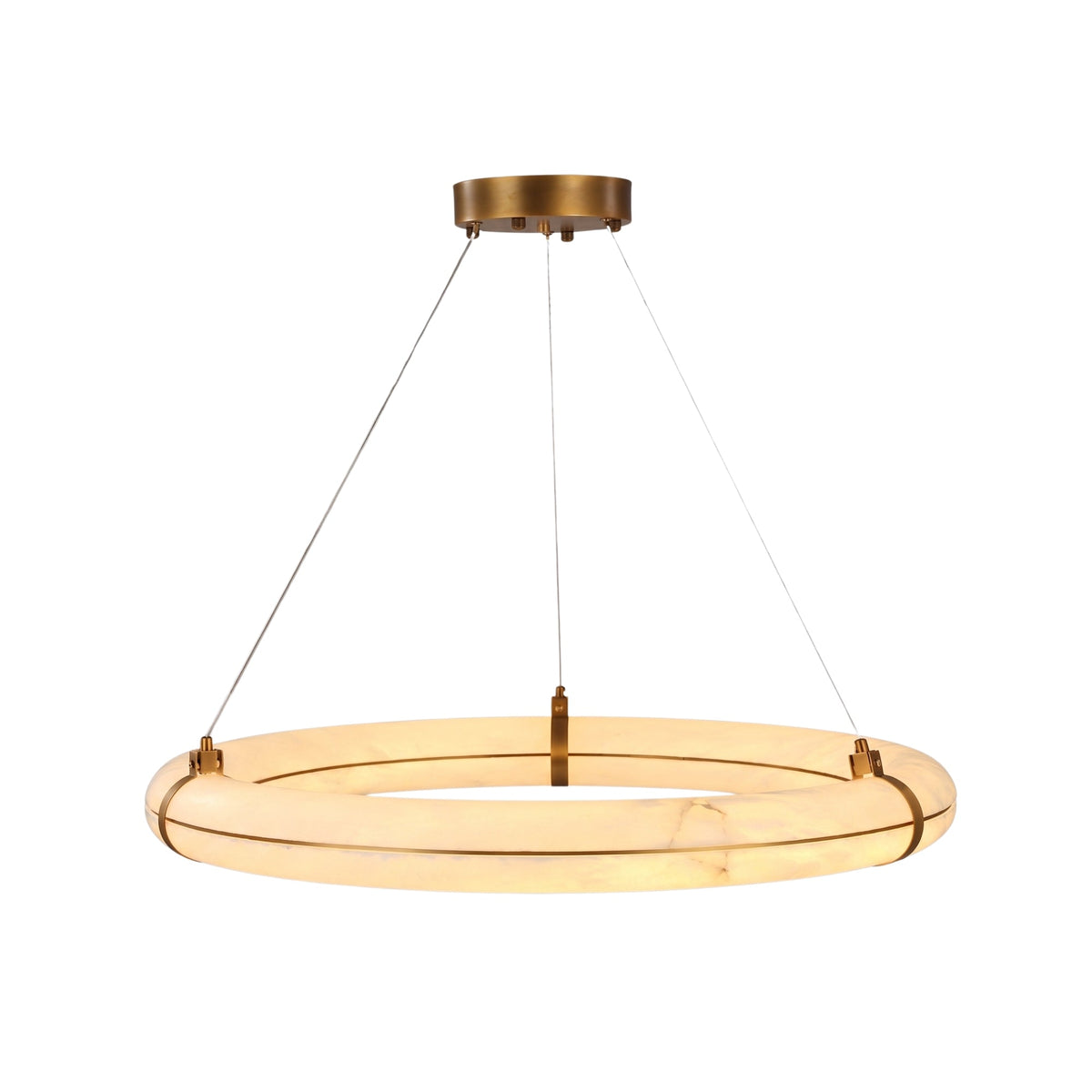 Aureon LED Alabaster Circular Chandelier 600mm - Brushed Brass