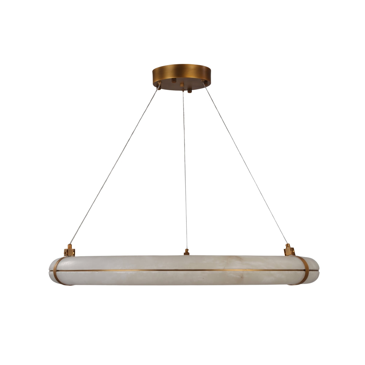 Aureon LED Alabaster Circular Chandelier 600mm - Brushed Brass