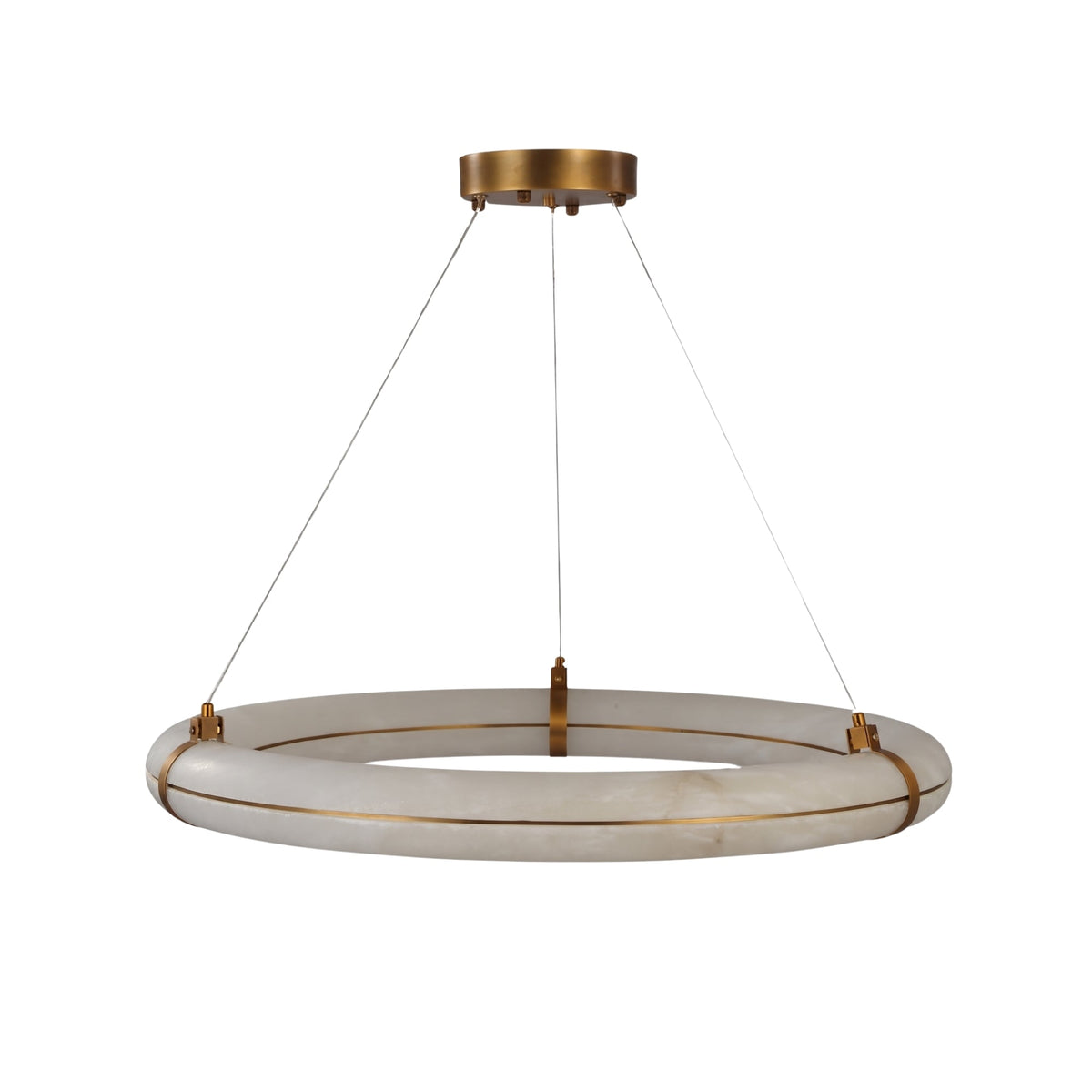 Aureon LED Alabaster Circular Chandelier 600mm - Brushed Brass