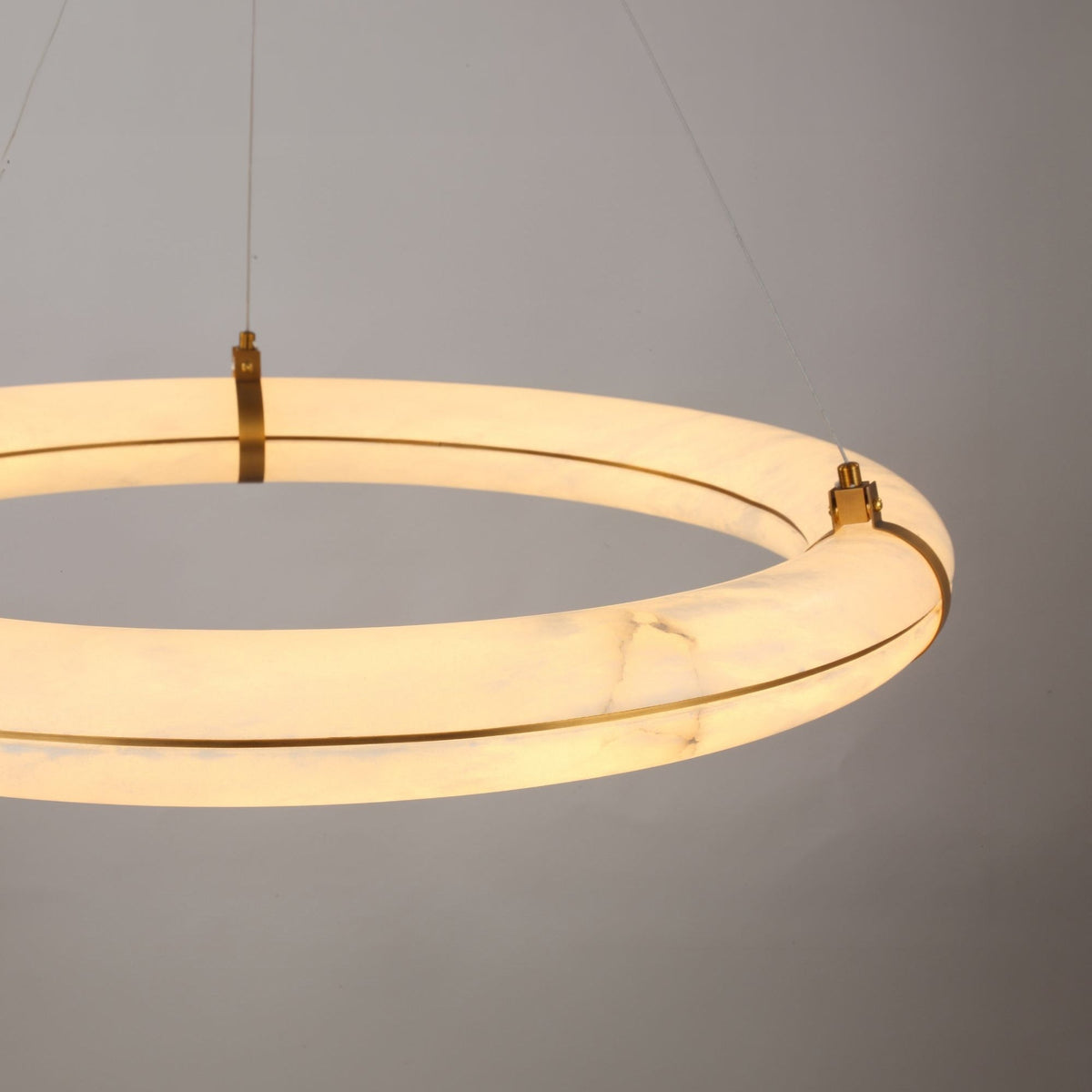 Aureon LED 1m Alabaster Ring Chandelier - Brushed Brass