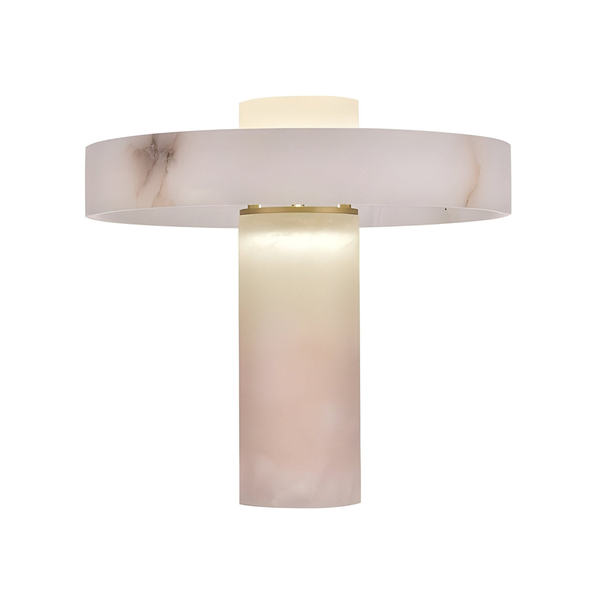 Zolara Alabaster Disc & Column Table Lamp - Soft White
