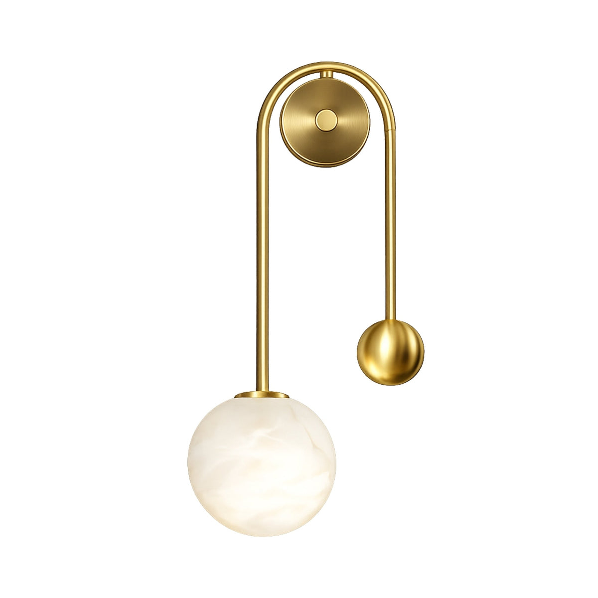 Risa 1 Light Arched Drop Alabaster Wall Light - Brushed Brass