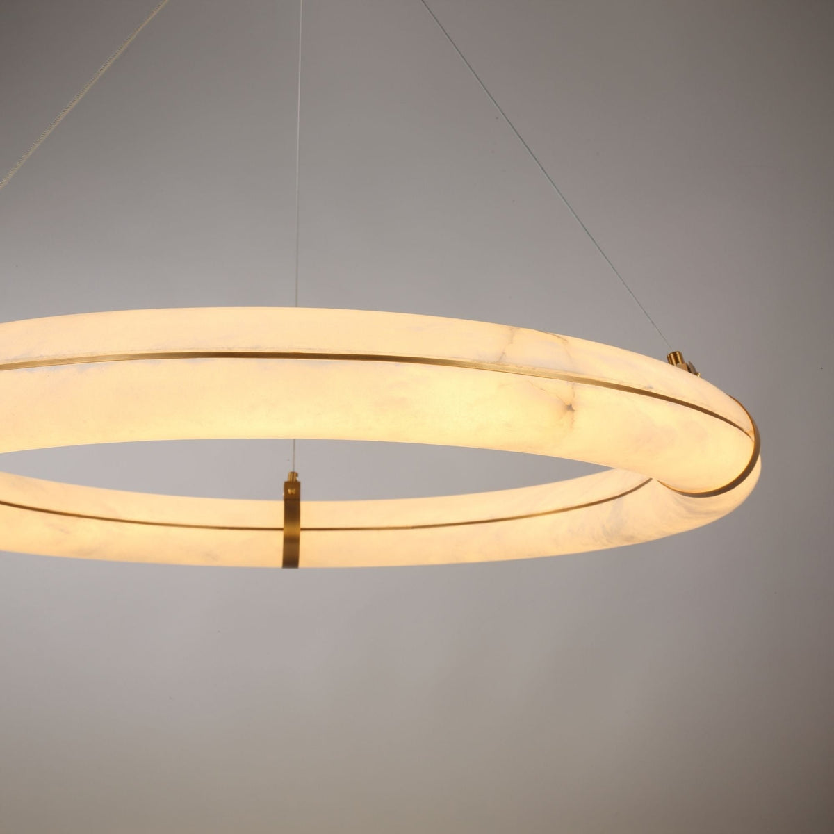 Aureon LED Alabaster Circular Chandelier 600mm - Brushed Brass