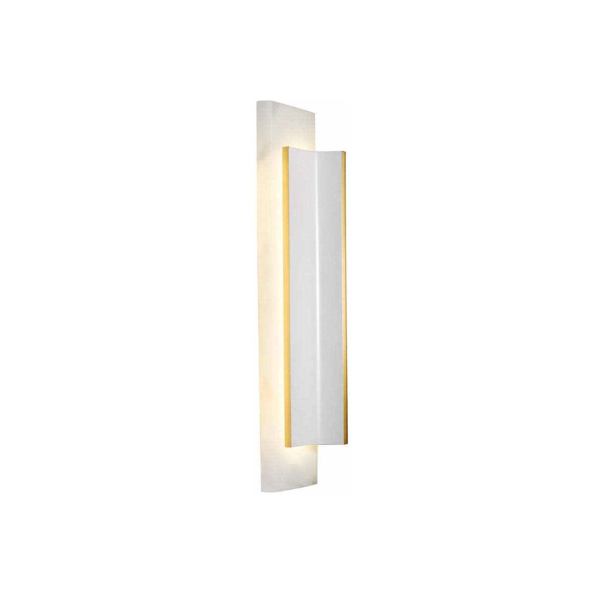 Velorin Small LED Alabaster Wall Light - Soft White & Brass