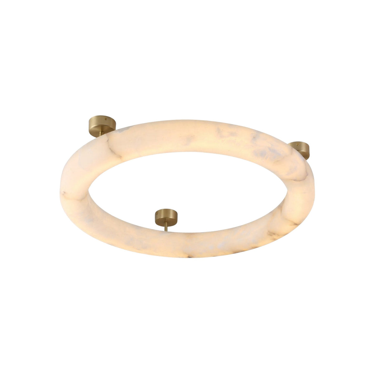 Orbis Small LED Alabaster Semi-Flush Ceiling Light - Brushed Brass