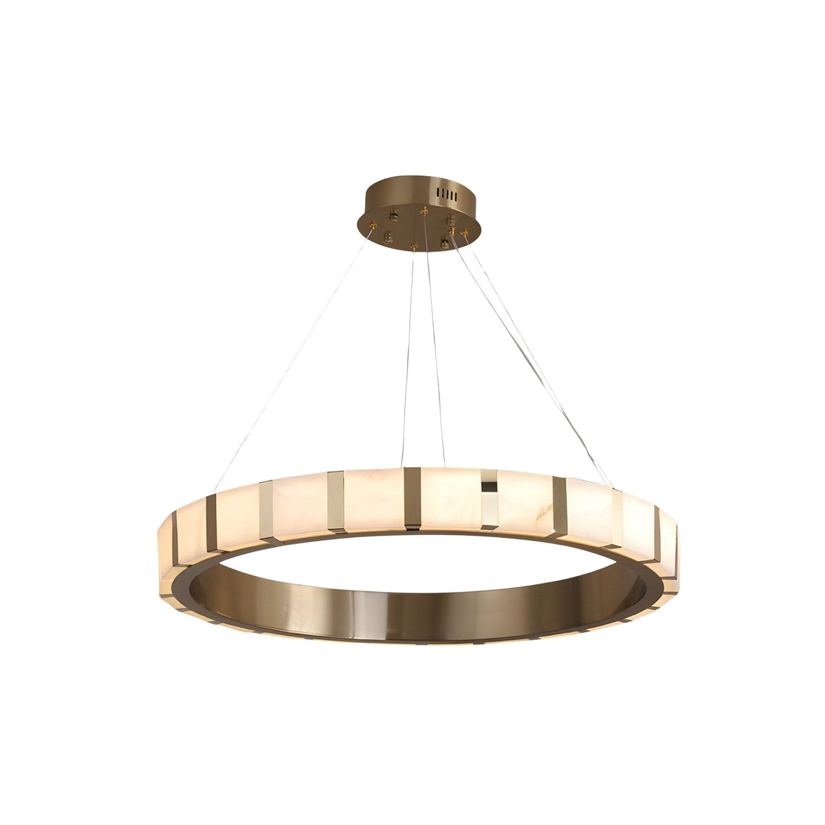 Strata LED Alabaster Ring Chandelier 600mm - Copper