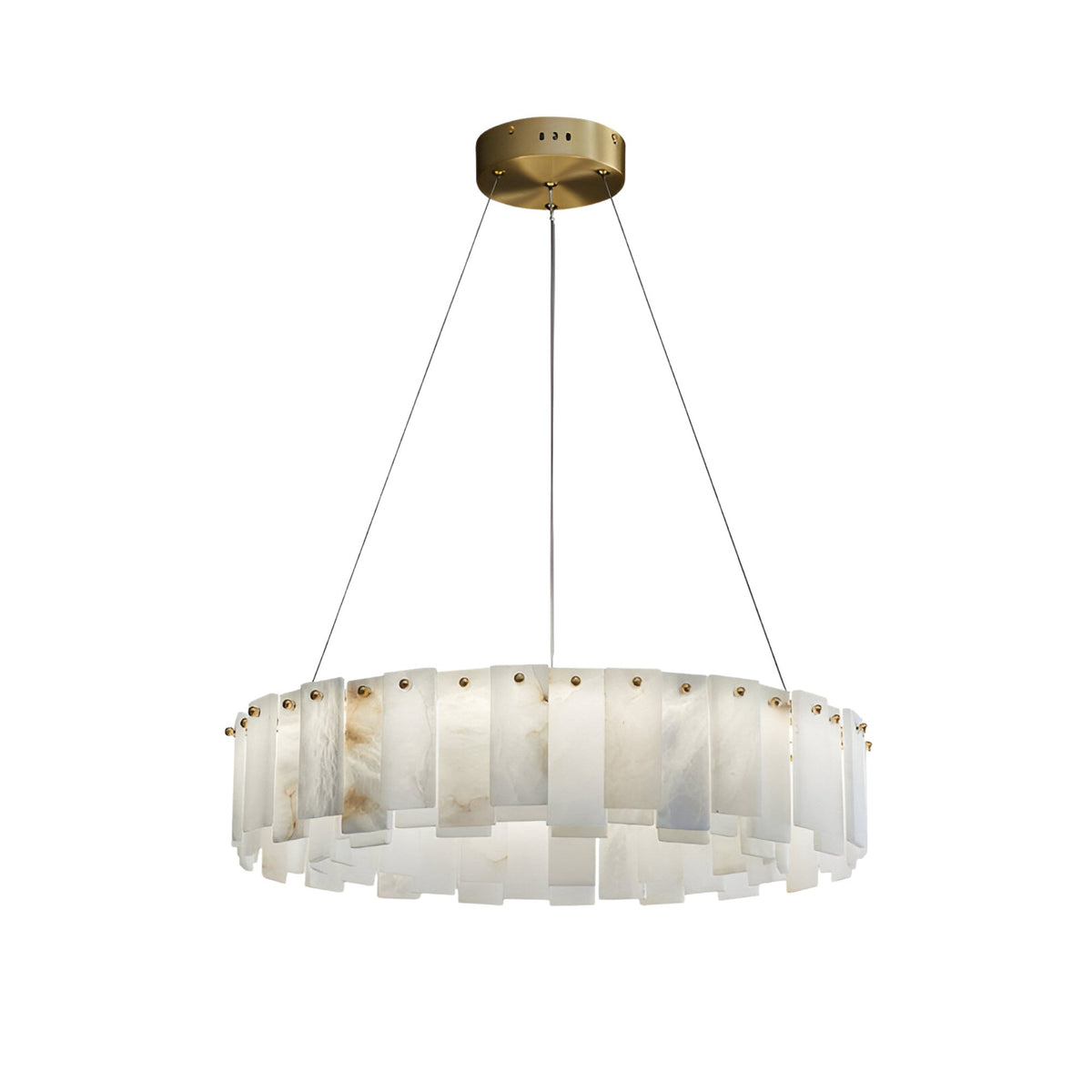 Valeris 12 Light Layered Alabaster Chandelier - Brass