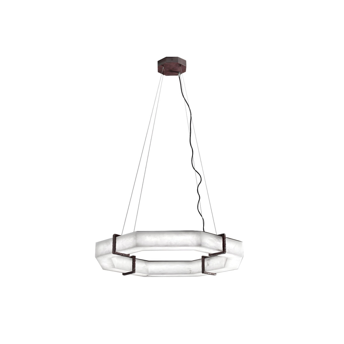 Vireon LED Small Alabaster Chandelier - Bronze & Soft White