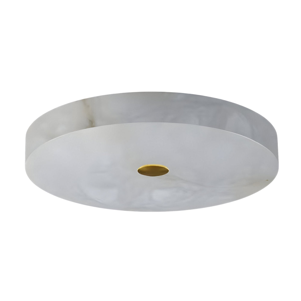 Aleron LED Large Round Alabaster Flush Ceiling Light - Soft White & Brushed Brass