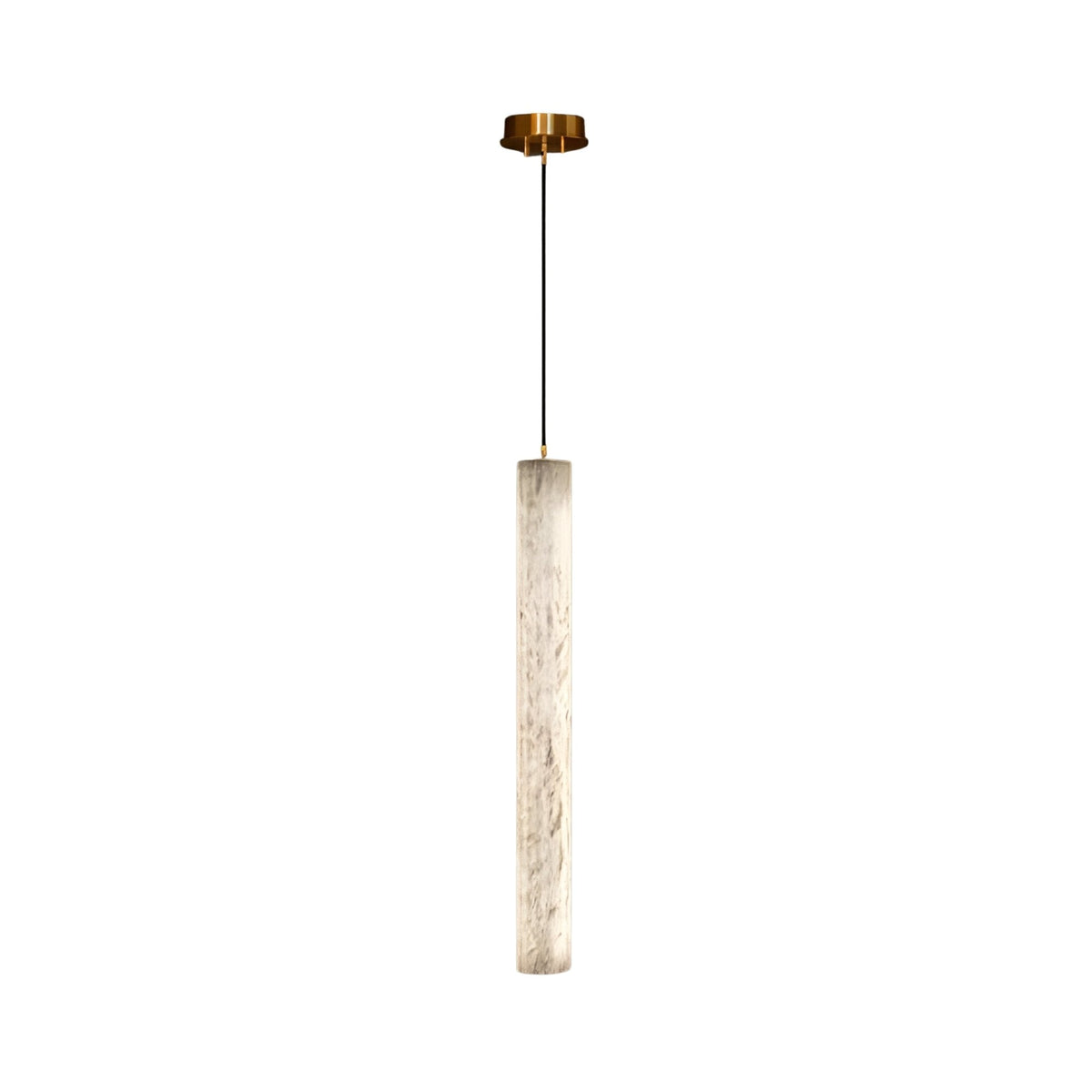 Zenvia LED Alabaster Single Pendant Light - Brushed Brass
